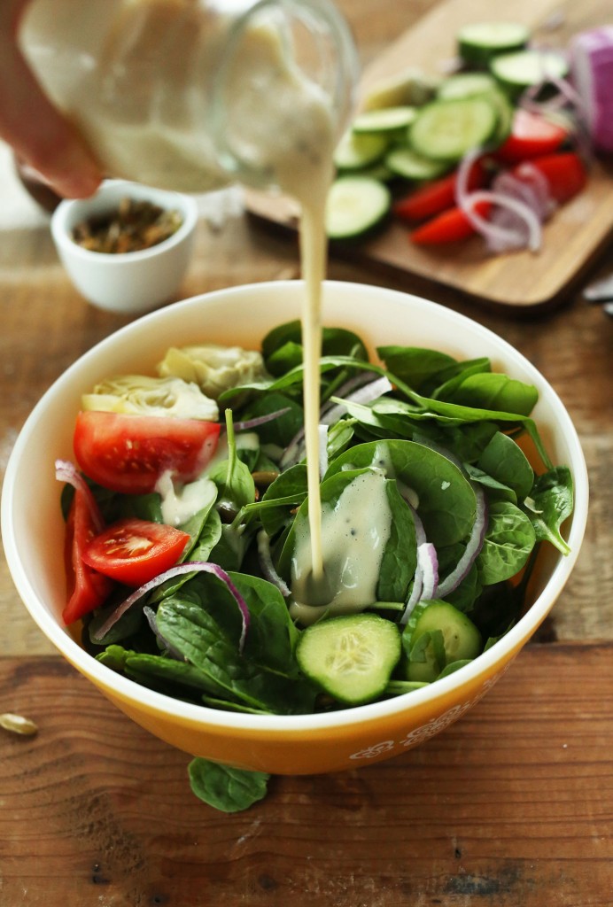 AMAZING-Spinach-Salad-loaded-with-veggies-and-dressed-in-a-simple-creamy-VEGAN-dressing-