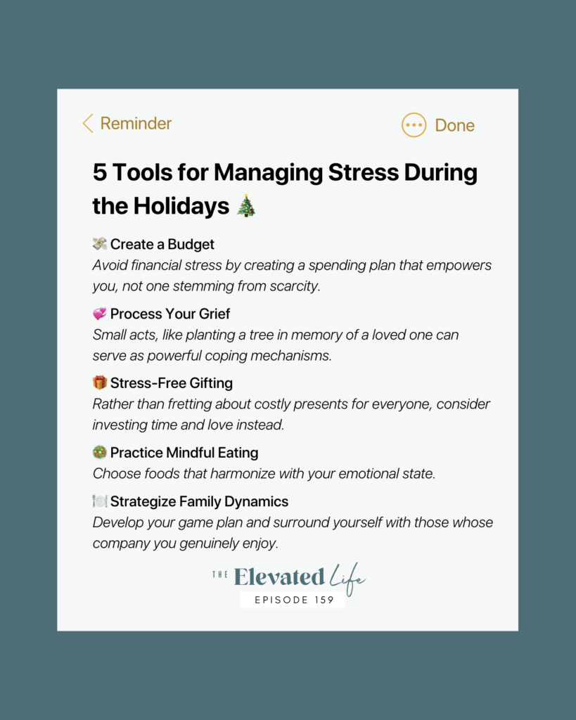 In this episode of The Elevated Life, we're sharing "5 Tools for Managing Stress During the Holidays with Erika Ramelli" so you can control your energy levels when dealing with clients, family, friends, or anything that comes up during this triggering time. If you want to make the holiday season your own by integrating practices that resonate with you and ditch the hustle culture of the season, then press play on this episode!